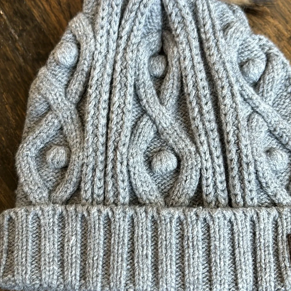 Tartine et Chocolat Gray Knit Wool-Blend Pom-Pom Beanie